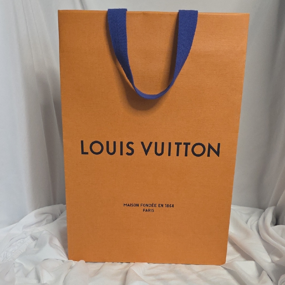 Louis Vuitton Bold Orange Bag with Blue Handles